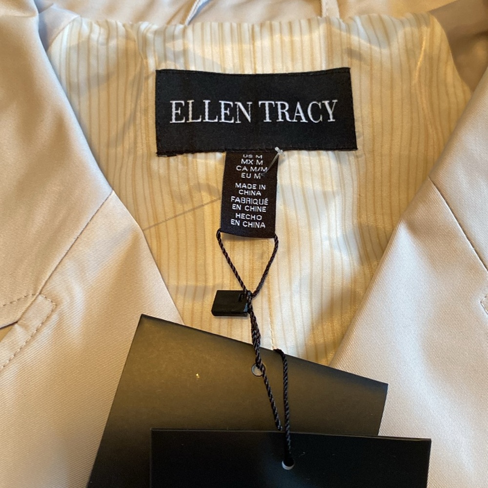 Ellen Tracy Light Beige Double-Breasted Trench Coat - Picture 3 of 5